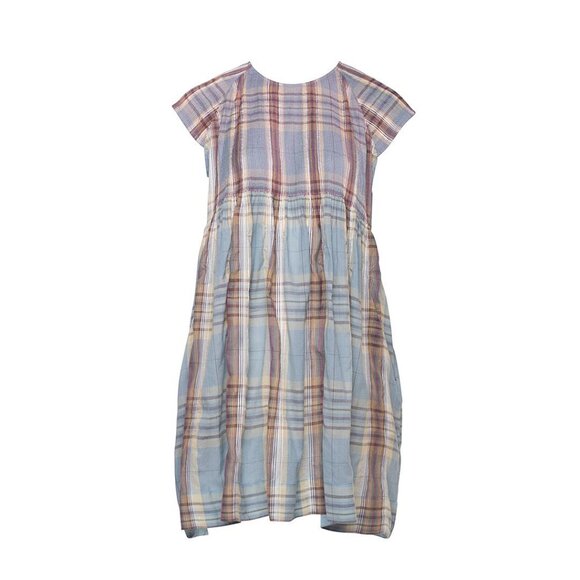 Traces Of Me Tunic Mahi Cotton Silk Plaid Dress Blue Slow Fashion Size Medium - Picture 2 of 11